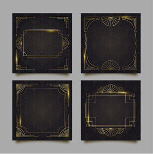 黑金花纹 黑金边框图片