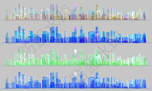 6K四色含通道水晶城市建筑