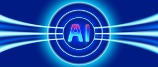 发光圆圈AI时代科技公司蓝背景