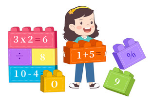 儿童教育培训数学课彩色积木