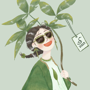 拿着树枝的女孩