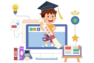 卡通高考金榜题名学士帽儿童教育