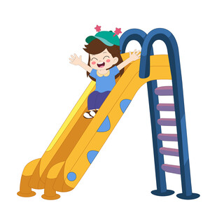 卡通儿童游乐园玩耍滑滑梯插画