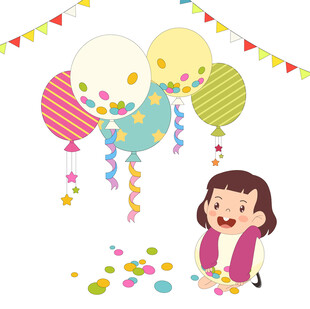 卡通儿童节庆祝彩色气球