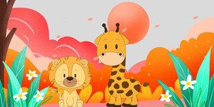 卡通动物背景墙