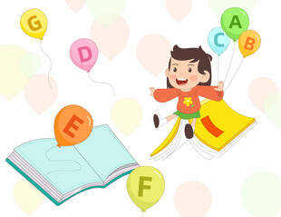 卡通英语字母拼音气球教育培训