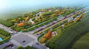 道路景观鸟瞰效果图