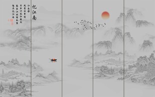 忆江南山水背景墙