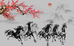 水墨马背景