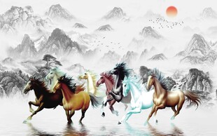 骏马意境背景墙