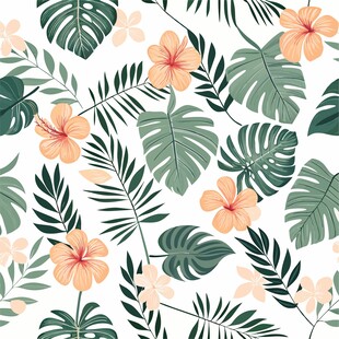 热带植物碎花图案
