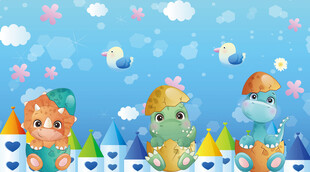 卡通恐龙背景墙