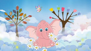 卡通大象儿童房背景墙