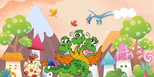 卡通可爱恐龙背景墙