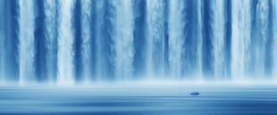 流水生财瀑布山水画