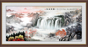 客厅沙发山水国画装饰画