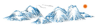 线条山水壁画