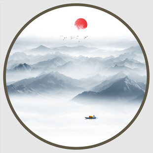圆形意境山水画