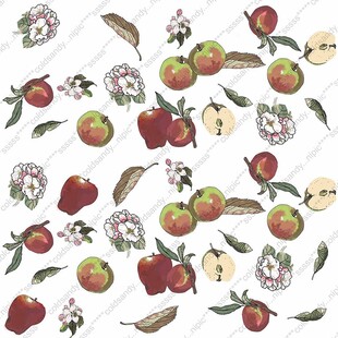手绘苹果花叶水彩风格分层素材