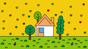 卡通房子背景图