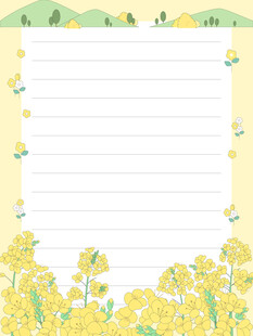 清新油菜花花卉信纸明信片便签纸