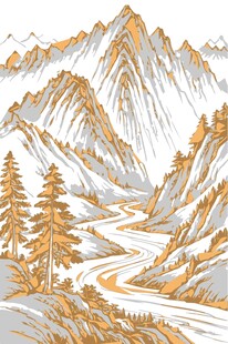 现代抽象矢量山水画