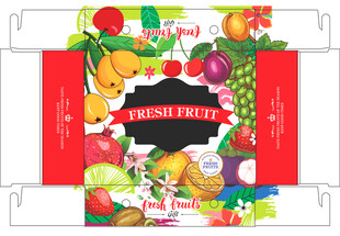 开窗水果箱包装平面展开图