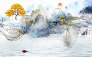 烟雾发财树山水