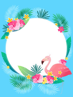 热带植物花朵花卉火烈鸟边框框架