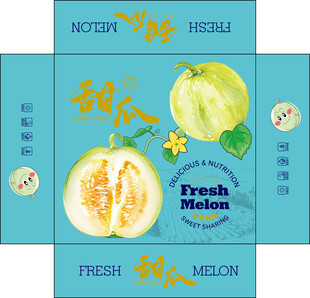 甜瓜包装平面展开图