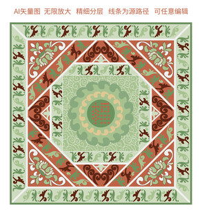 藻井敦煌花纹装饰图案国风壁画