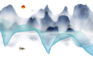 新中式水墨山水背景