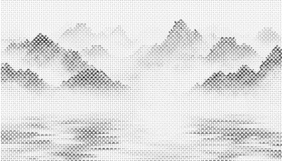 三角形中式水墨山水镂空板