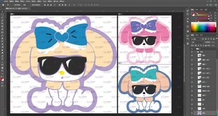 可爱卡通插画戴墨镜的小狗