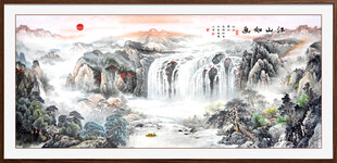 流水生财山水画