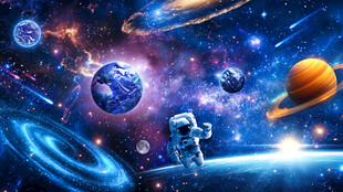 宇宙外太空星球梦幻银河星空背景