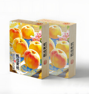 木纹黄桃包装平面展开图