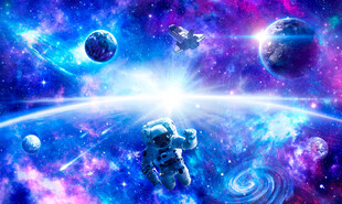 太阳系宇宙星球宇航员星空背景墙