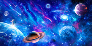 梦幻宇宙星空极光外太空星球背景