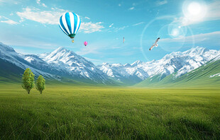 蓝天大草原背景图