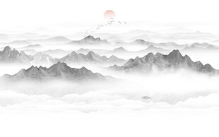 新中式山水背景墙