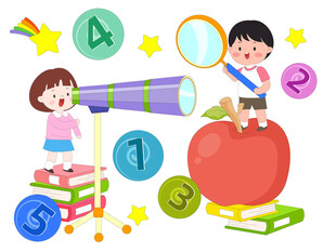 儿童教育数学课数字星球望远镜