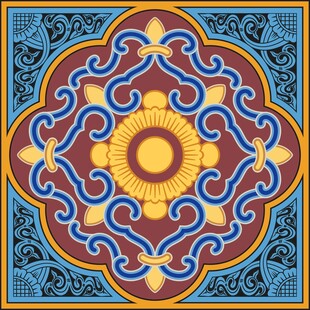 矢量图午门右阙门盒子彩绘