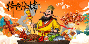 烧烤撸串背景墙
