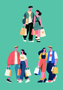 购物时尚潮流情侣