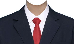 女正装黑西装白衬衫红领带素材