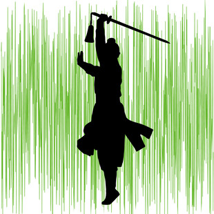 武士挥剑剪影