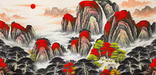 鸿运当头山水画