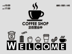 咖啡饮品营业背景展板