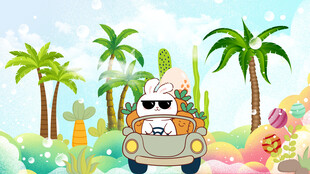 卡通可爱兔子背景墙